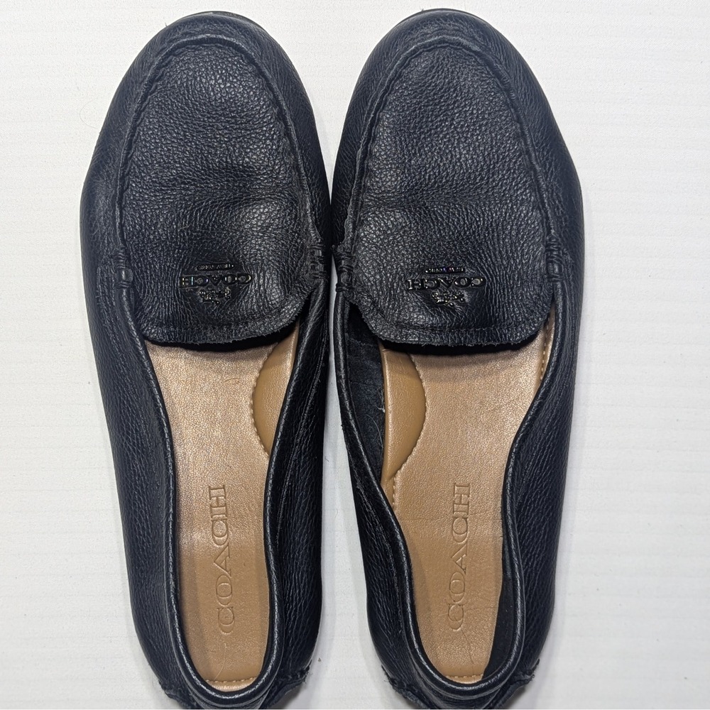 Coach Women Mary Lock Up Pebbled Leather Loafers 7.5B Black Drivers Slip On